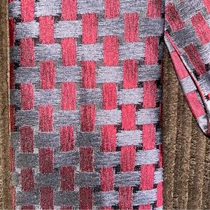Kenneth Cole New York 100% Silk Tie | Handmade Red Gray Geometric